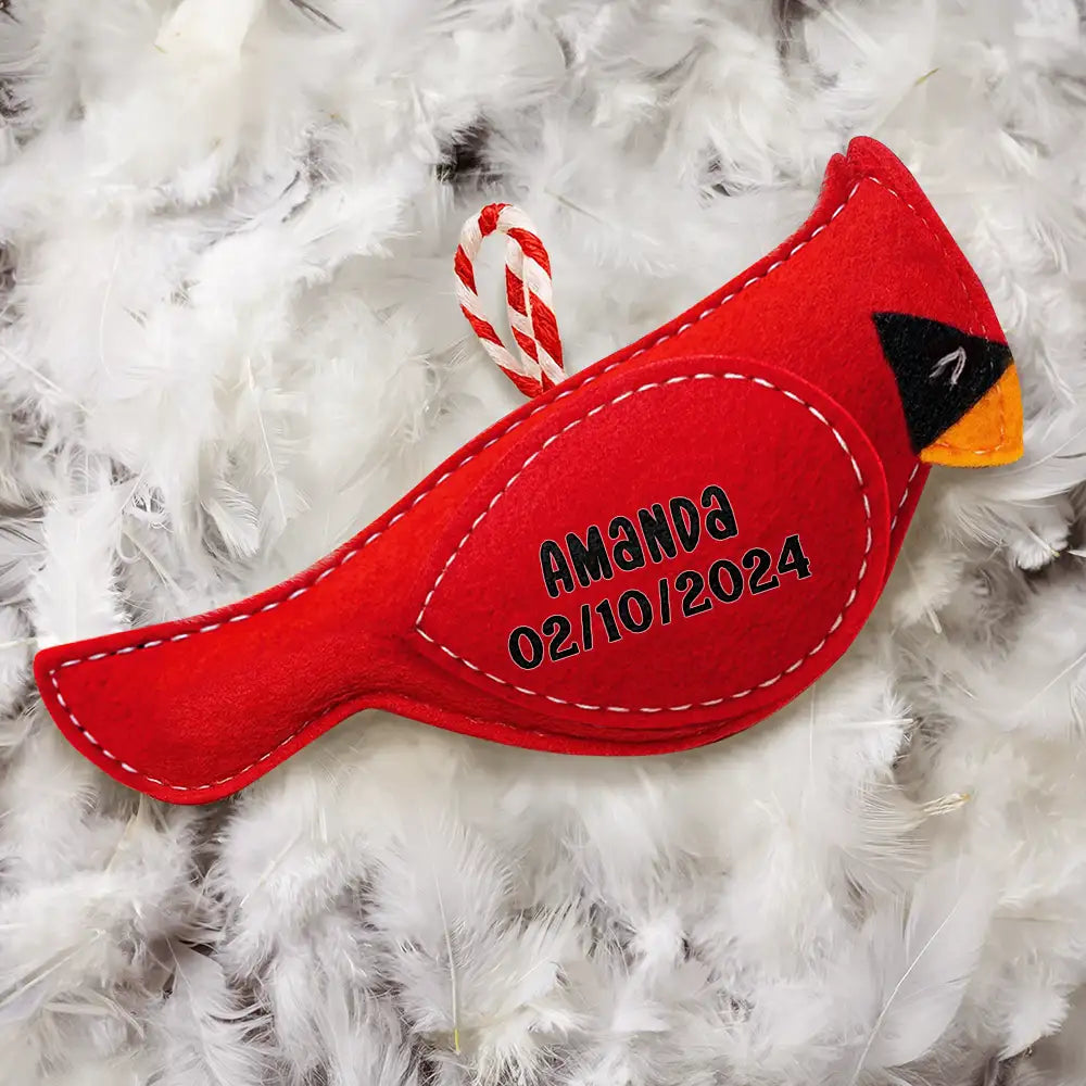 Family, Memorial, Christmas, Sad - Cardinal Bird Memorial Family Mom Dad - Personalized Wool Felt Ornament