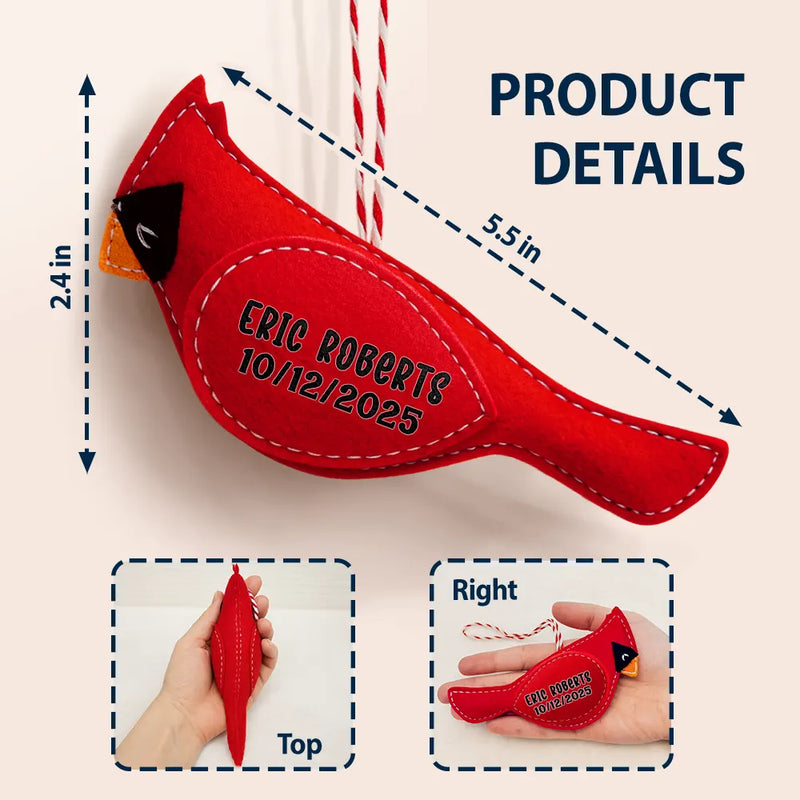 Family, Memorial, Christmas, Sad - Cardinal Bird Memorial Family Mom Dad - Personalized Wool Felt Ornament