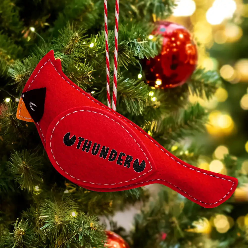 Memorial, Christmas, Sad, Pet Lovers - Cardinal Bird Memorial Pet Loss Dog Cat - Personalized Wool Felt Ornament