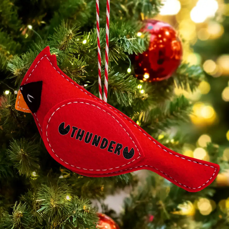 Memorial, Christmas, Sad, Pet Lovers - Cardinal Bird Memorial Pet Loss Dog Cat - Personalized Wool Felt Ornament