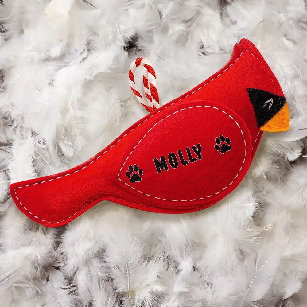 Memorial, Christmas, Sad, Pet Lovers - Cardinal Bird Memorial Pet Loss Dog Cat - Personalized Wool Felt Ornament