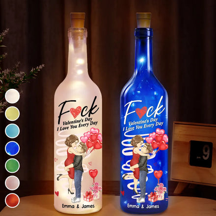 Carrying Couple I Love You Every Day - Personalized Bottle Light