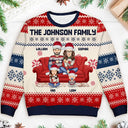 Gift For Couples, Pet Couple - Cartoon Couple With Kids And Pets - Personalized Unisex Ugly Sweater