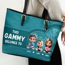 Gift For Mother,Gift For Grandma,Love,Gift For Wife - Cartoon Kid This Grandma Belongs To - Personalized Leather Tote Bag
