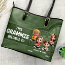 Gift For Mother,Gift For Grandma,Love,Gift For Wife - Cartoon Kid This Grandma Belongs To - Personalized Leather Tote Bag

