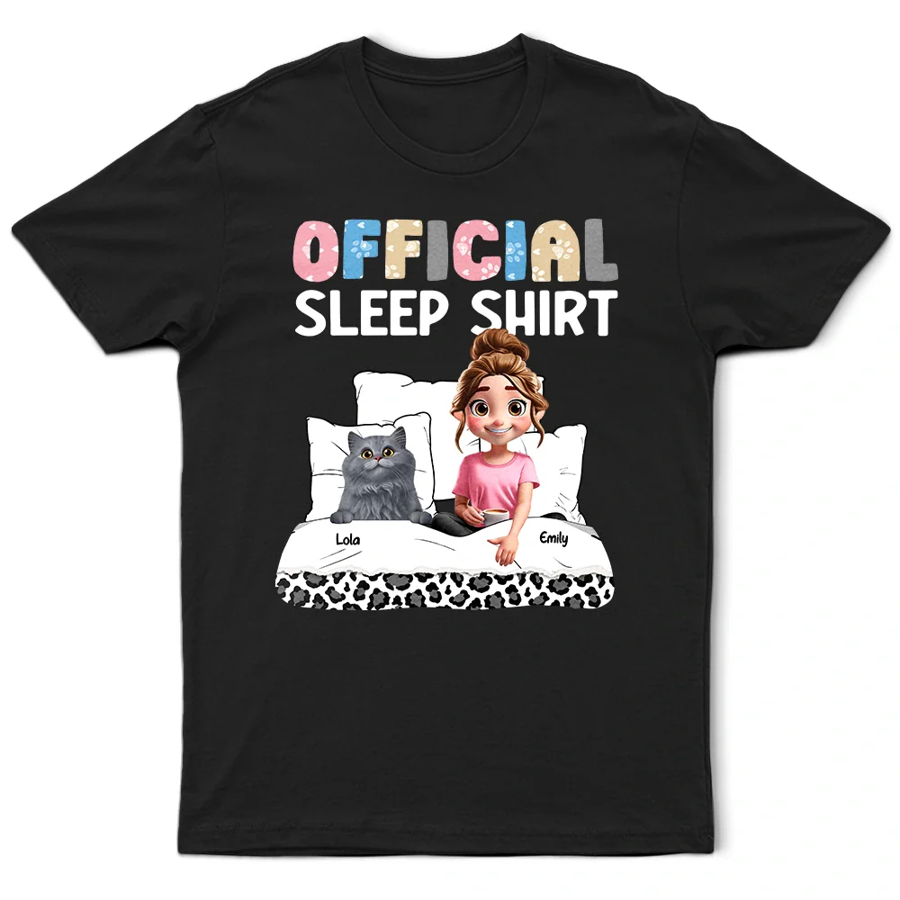 Gift For Women,Cat Lovers,Cat Mom,Pet Lovers,Pet Mom - Cat Mom Official Sleep Shirt - Personalized T Shirt
