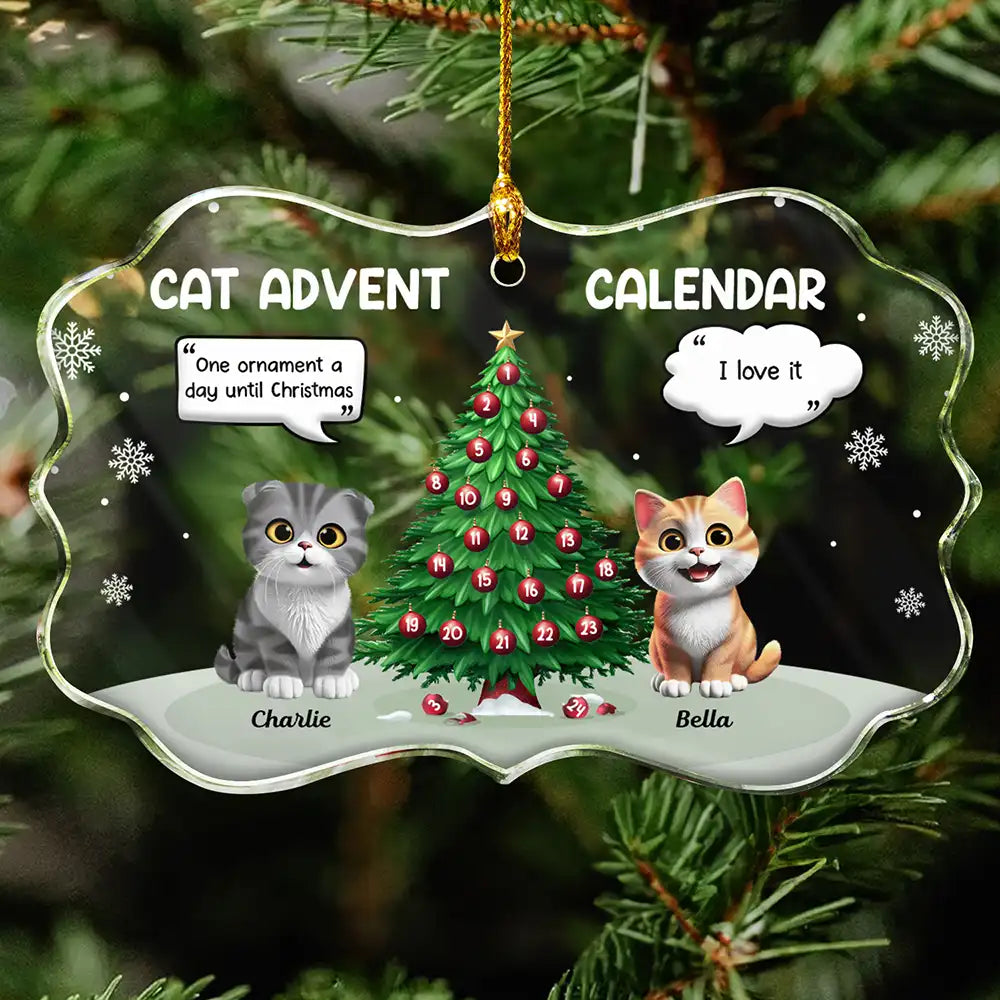 Cat Advent Calendar - Personalized Medallion Glass Ornament