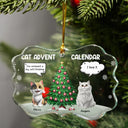 Christmas,Cat Lovers,Cat Mom,Cat Dad,Funny - Cat Advent Calendar - Personalized Medallion Glass Ornament