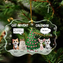 Christmas,Cat Lovers,Cat Mom,Cat Dad,Funny - Cat Advent Calendar - Personalized Medallion Glass Ornament