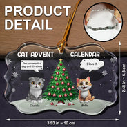 Christmas,Cat Lovers,Cat Mom,Cat Dad,Funny - Cat Advent Calendar - Personalized Medallion Glass Ornament