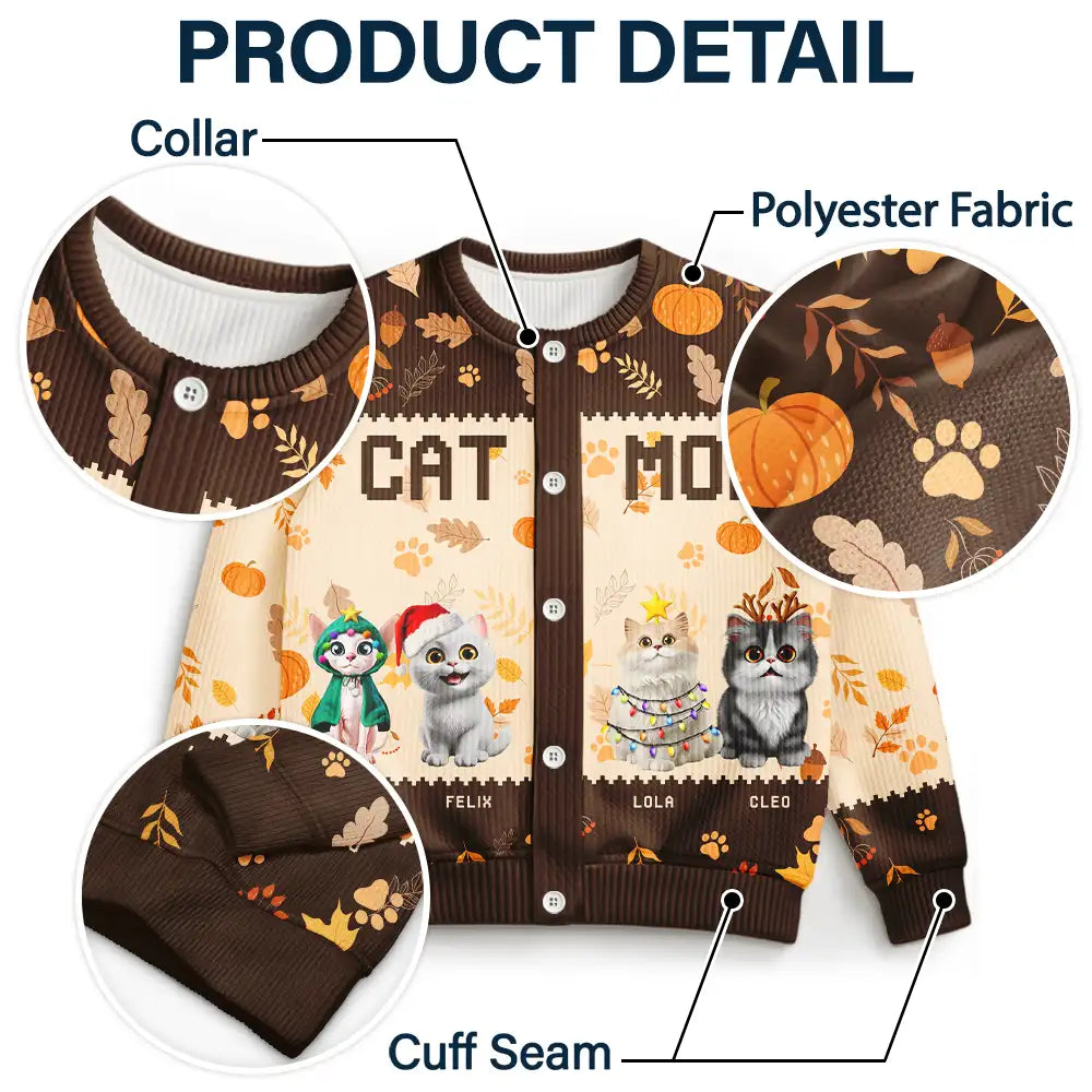 Cat Mom,Funny - Cat Mom Funny 3D Effect Pet - Personalized Cardigan