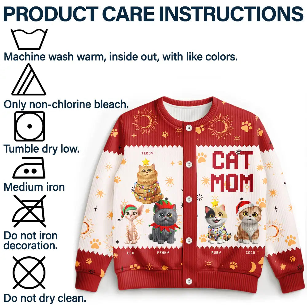 Cat Mom,Funny - Cat Mom Funny 3D Effect Pet - Personalized Cardigan