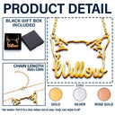 Cat Lovers,Cat Mom,Pet Lovers,Pet Mom,Love - Cat Ears Line Art With Custom Name - Personalized Letter Necklace
