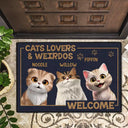 Cat Lovers,Pet Lovers,Funny,Cat Mom,Cat Dad - Cat Lovers And Weirdos Welcome - Personalized Doormat