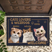 Cat Lovers,Pet Lovers,Funny,Cat Mom,Cat Dad - Cat Lovers And Weirdos Welcome - Personalized Doormat
