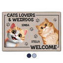 Cat Lovers,Pet Lovers,Funny,Cat Mom,Cat Dad - Cat Lovers And Weirdos Welcome - Personalized Doormat