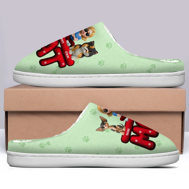 Christmas, Cat Lovers, Cat Mom - Cat Mom 3D Effect - Personalized Fluffy Slippers