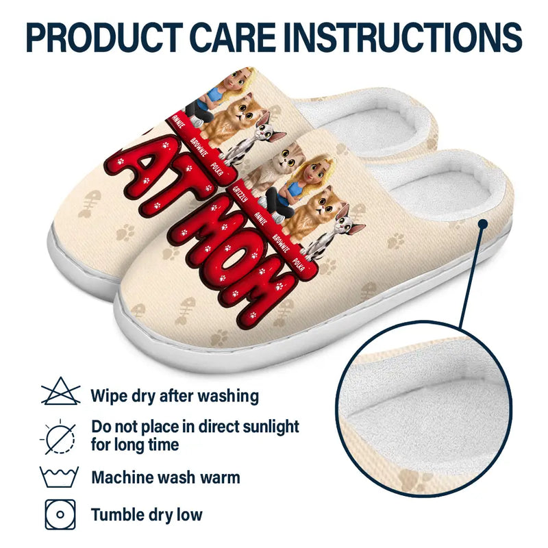 Christmas, Cat Lovers, Cat Mom - Cat Mom 3D Effect - Personalized Fluffy Slippers