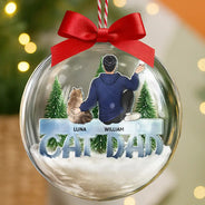 Christmas,Pet Lovers,Cat Lovers,Cat Mom,Cat Dad - Cat Mom Cat Dad - Personalized 3D Acrylic Ball Ornament