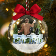 Christmas,Pet Lovers,Cat Lovers,Cat Mom,Cat Dad - Cat Mom Cat Dad - Personalized 3D Acrylic Ball Ornament