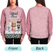 Pet Lovers,Pet Mom,Pet Dad,Cat Lovers,Cat Mom,Cat Dad,Happy,Christmas - Cat Mom Cat Dad Official Sleep Shirt - Personalized Unisex Ugly Sweater