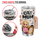 Pet Lovers, Pet Mom, Cat Lovers, Cat Mom, Happy - Cat Mom Cat Mum 3D Effect - Personalized Tumbler