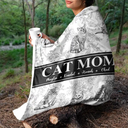Cat Lovers,Cat Mom,Gift For Women,Gift For Yourself,Christmas,Happy - Cat Mom Chinoiserie Toile Cat - Personalized Fleece Blanket, Sherpa Blanket