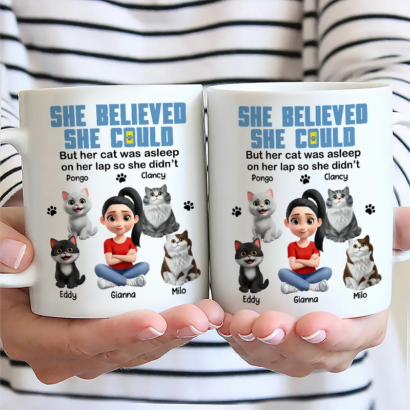 Cat Lovers,Cat Mom,Funny - Cat Mom Funny She Believed She Could - Personalized Mug