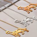 Cat Lovers,Cat Mom,Pet Lovers,Pet Mom,Love - Cat Shaped Line Art With Custom Name - Personalized Letter Necklace