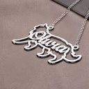 Cat Lovers,Cat Mom,Pet Lovers,Pet Mom,Love - Cat Shaped Line Art With Custom Name - Personalized Letter Necklace