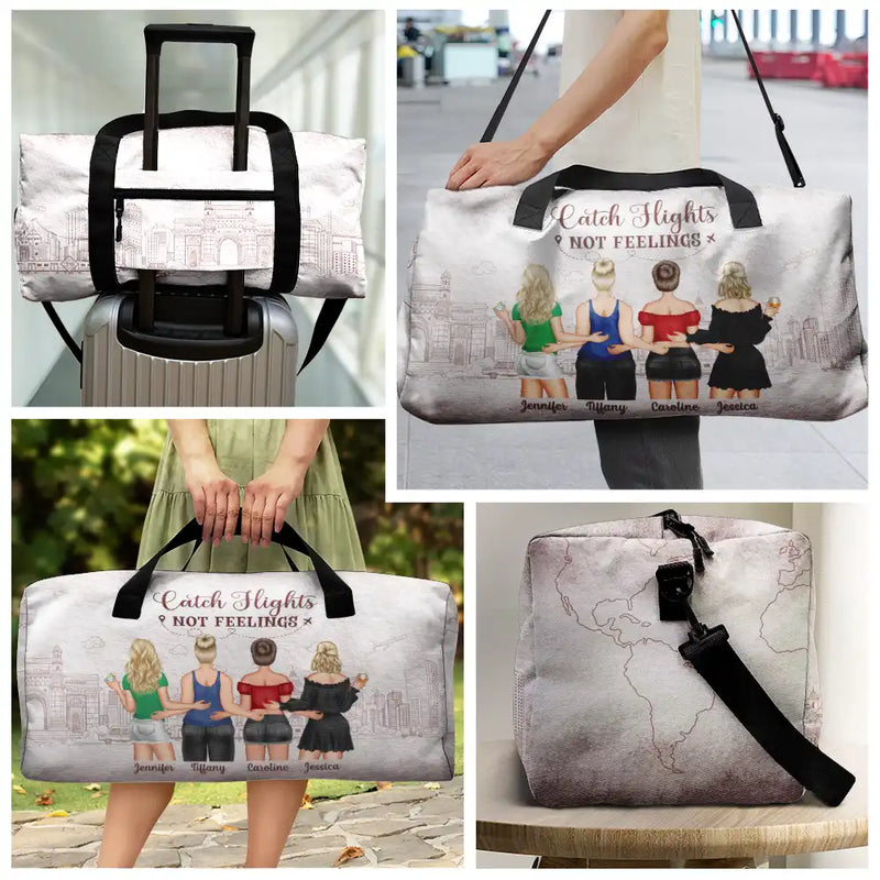 Gift For Bestie, Gift For Women, Summer, Happy, Cruising - Catch Flights Not Feelings - Personalized Duffle Bag