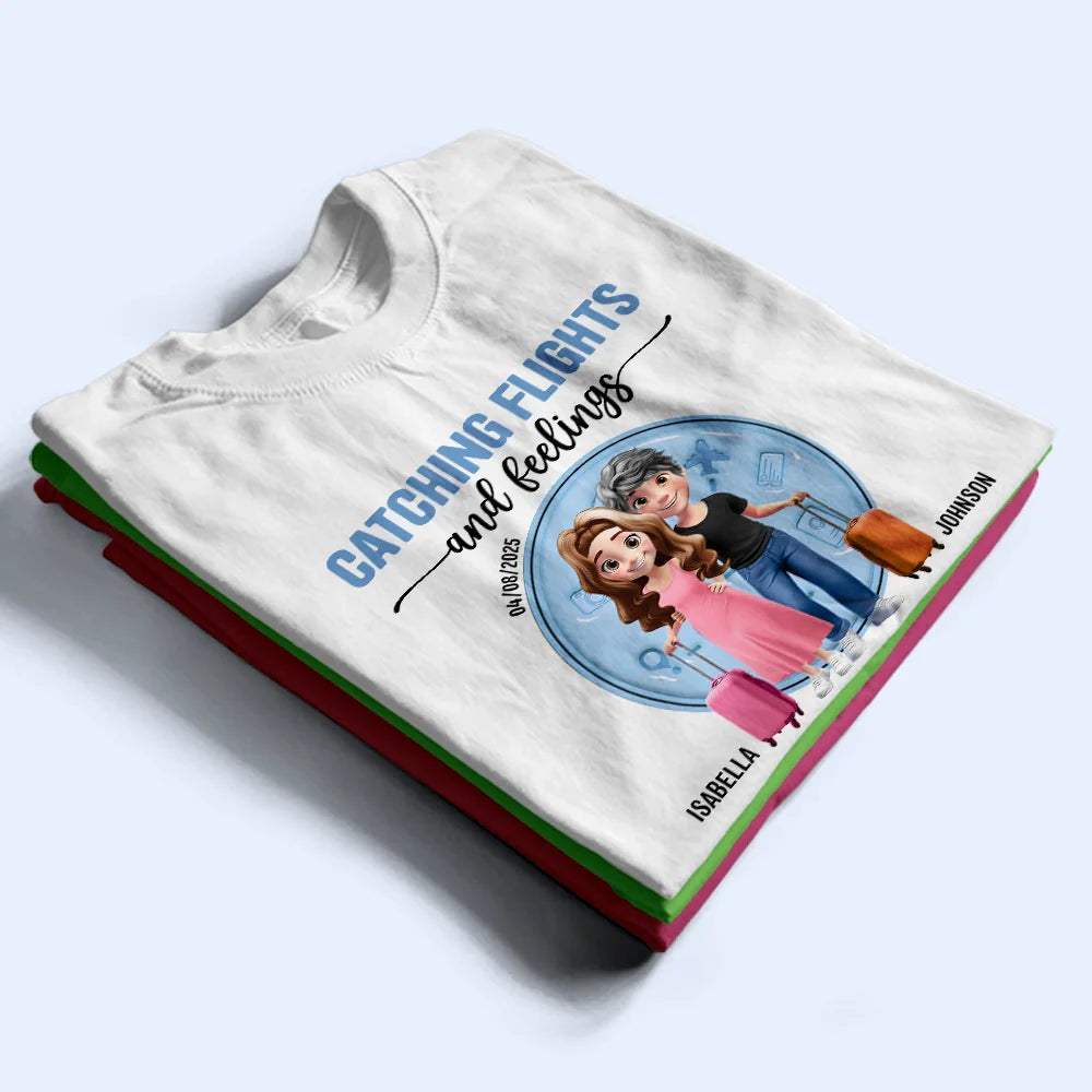 Gift For Couples,Gift For Husband,Gift For Wife,Gift For Boyfriend,Gift For Girlfriend,Travel - Catching Flights And Feelings Travel Couple 3D Effect - Personalized T Shirt