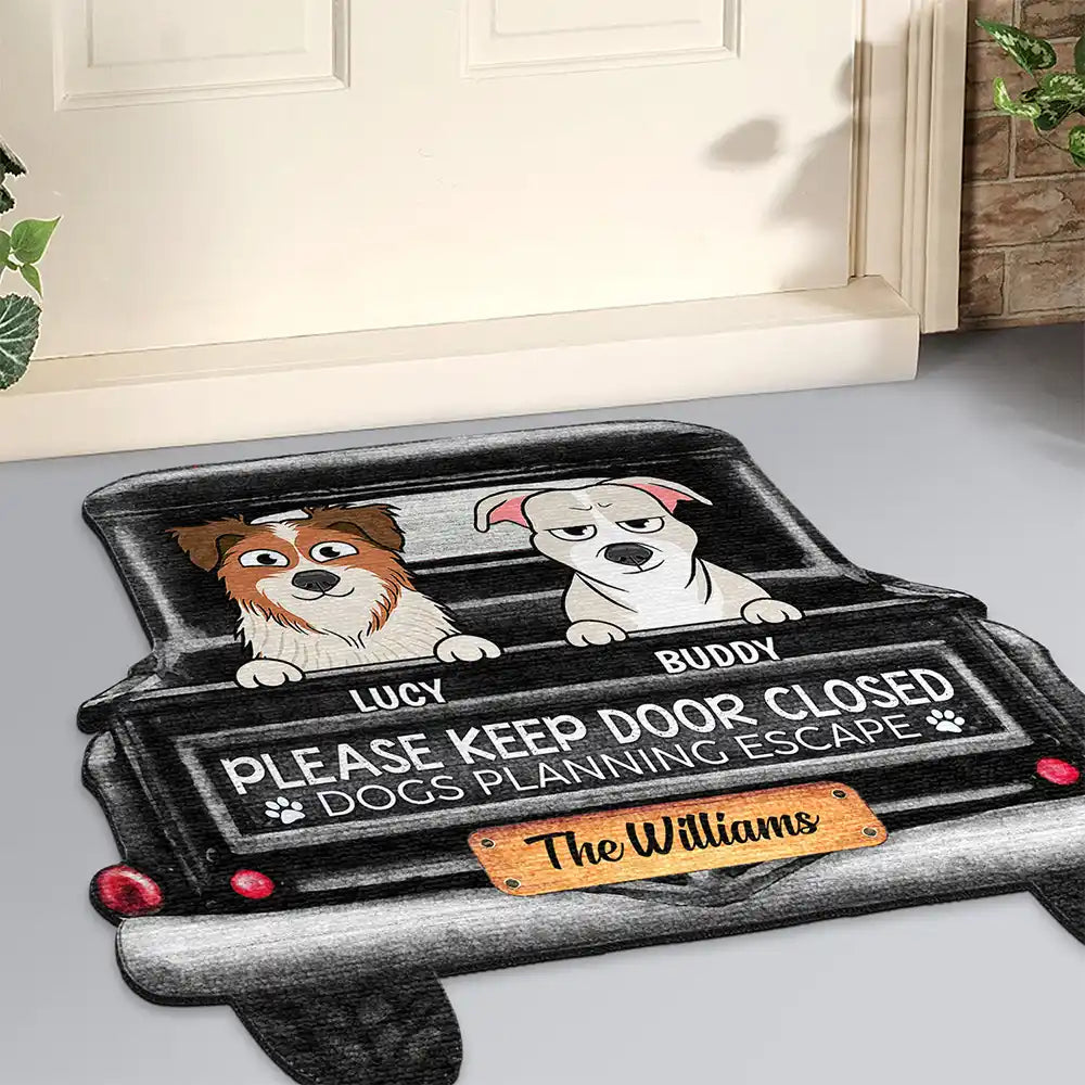 Pet Lovers,Cat Lovers,Happy - Cats Planning Escape Truck - Personalized Custom Shaped Doormat