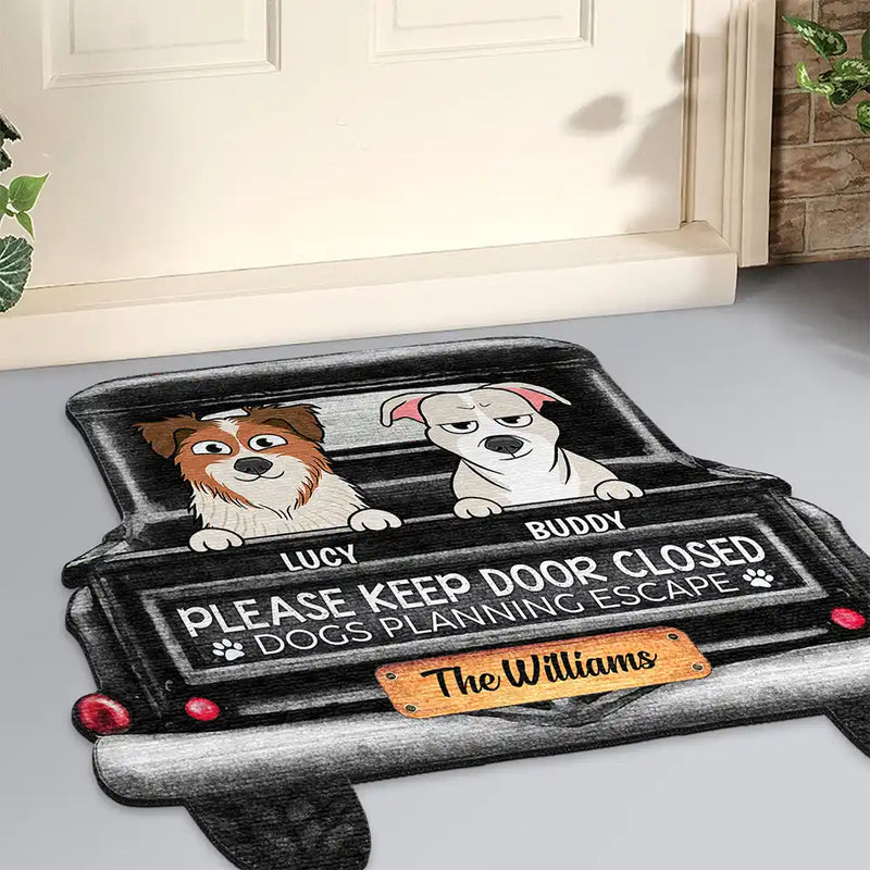 Pet Lovers,Cat Lovers,Happy - Cats Planning Escape Truck - Personalized Custom Shaped Doormat