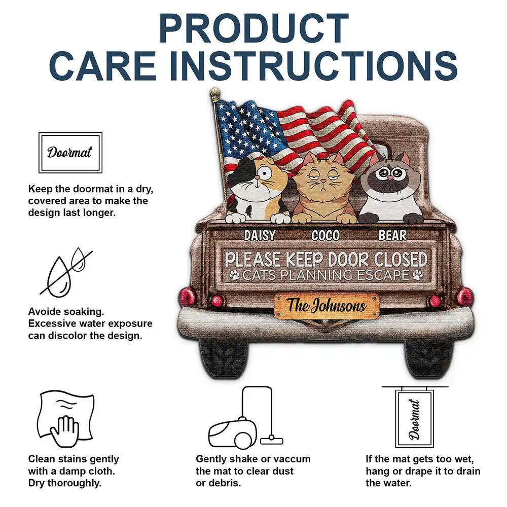 Pet Lovers,Cat Lovers,Happy - Cats Planning Escape Truck - Personalized Custom Shaped Doormat