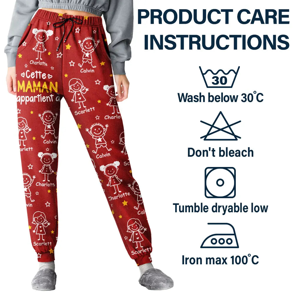 Gift For Women,Gift For Men,Parents,Gift For Mother,Gift For Grandpa,Gift For Father,Gift For Grandma,Gift For Grandparents,Love,French - Ce Grand-Père Cette Grand-Mère Ce Papa Cette Maman Appartient À - Pantalon De Pyjama Personnalisé