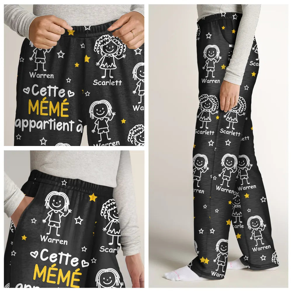 Gift For Women,Gift For Men,Parents,Gift For Mother,Gift For Grandpa,Gift For Father,Gift For Grandma,Gift For Grandparents,Love,French - Ce Grand-Père Cette Grand-Mère Ce Papa Cette Maman Appartient À - Pantalon De Pyjama Personnalisé
