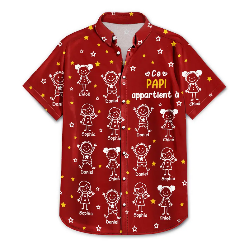 Gift For Husband,Parents,Gift For Yourself,Gift For Men,Gift For Grandpa,Gift For Father,Love,French,Gift For Grandparents,French,Non-Eng,Icon - Ce Grand-Père Papa Appartient À - Chemise Hawaïenne Personnalisée
