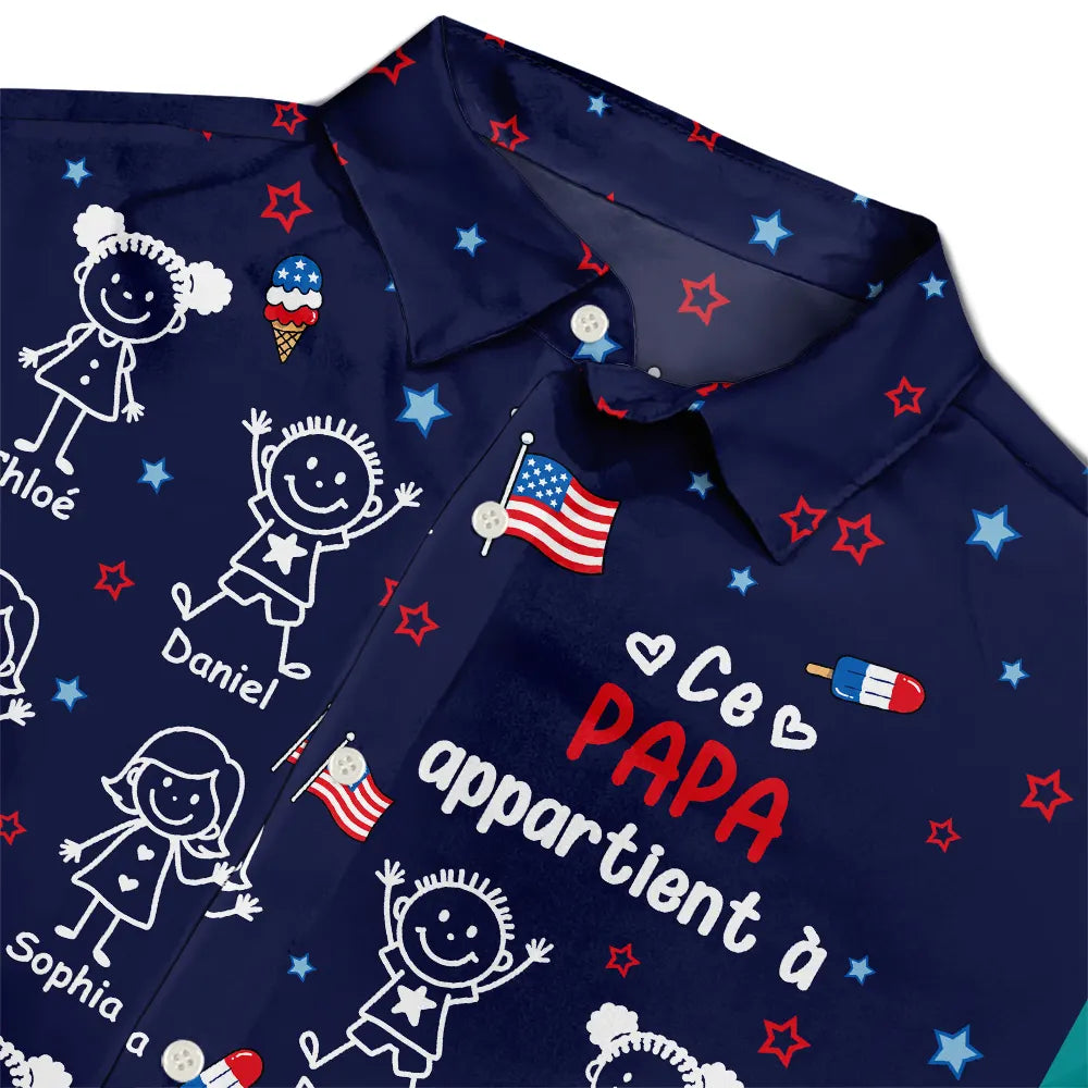 Gift For Husband,Parents,Gift For Yourself,Gift For Men,Gift For Grandpa,Gift For Father,Love,French,Gift For Grandparents,French,Non-Eng,Icon - Ce Grand-Père Papa Appartient À - Chemise Hawaïenne Personnalisée