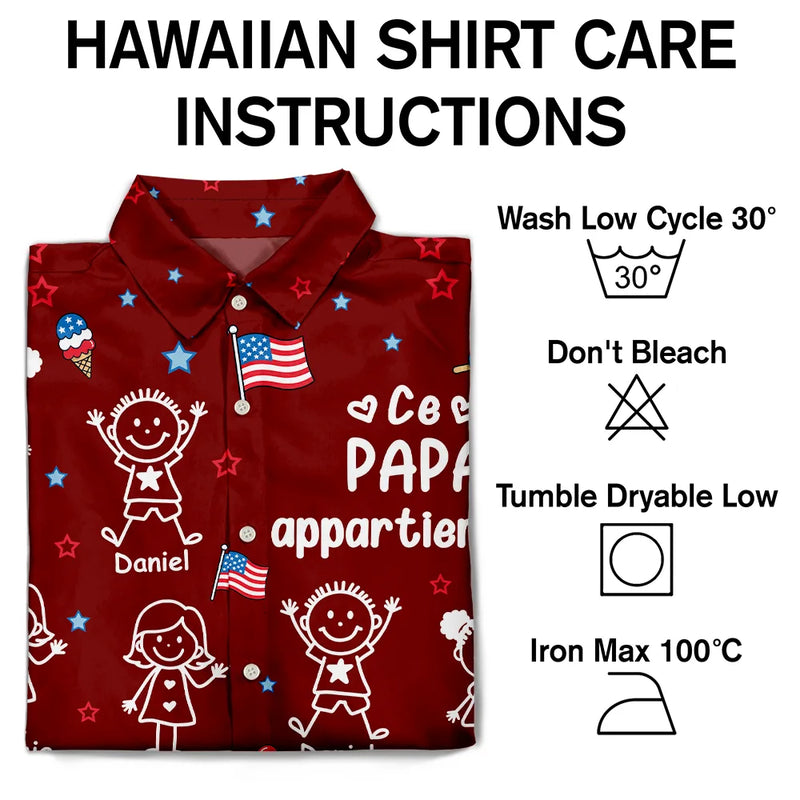 Gift For Husband,Parents,Gift For Yourself,Gift For Men,Gift For Grandpa,Gift For Father,Love,French,Gift For Grandparents,French,Non-Eng,Icon - Ce Grand-Père Papa Appartient À - Chemise Hawaïenne Personnalisée