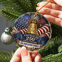 Independence Day, America 250th, Christmas, Proud, Family, Custom Text - Celebrate Christmas 250th Anniversary Of America - Personalized Circle Glass Ornament