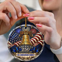 Independence Day, America 250th, Christmas, Proud, Family, Custom Text - Celebrate Christmas 250th Anniversary Of America - Personalized Circle Glass Ornament