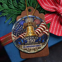 Independence Day, America 250th, Christmas, Proud, Family, Custom Text - Celebrate Christmas 250th Anniversary Of America - Personalized Circle Glass Ornament