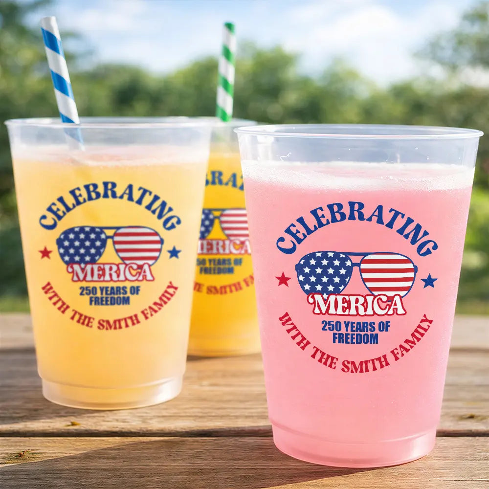Independence Day,America 250th,Family,Gift For Bestie,Gift For Sibling,Gift For Grandparents,Parents,Top Market,Proud - Celebrating 'Merica 250 Years Of Freedom - Personalized Frosted Cups