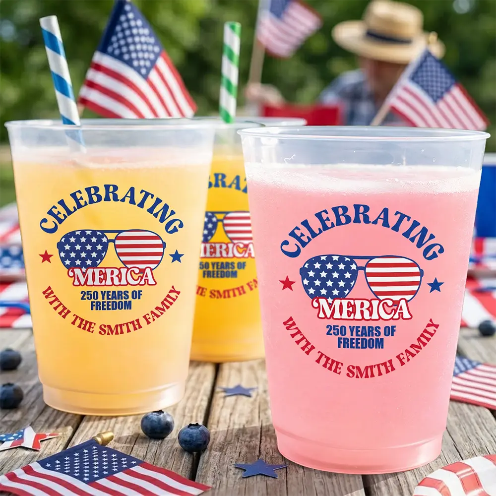 Independence Day,America 250th,Family,Gift For Bestie,Gift For Sibling,Gift For Grandparents,Parents,Top Market,Proud - Celebrating 'Merica 250 Years Of Freedom - Personalized Frosted Cups