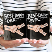 Gift For Father,Top Market,Gift For Grandpa,Afro Dad,Non-Eng,Icon,Confident - Ceramic Hand Punch Best Dad Ever - Personalized Mug
