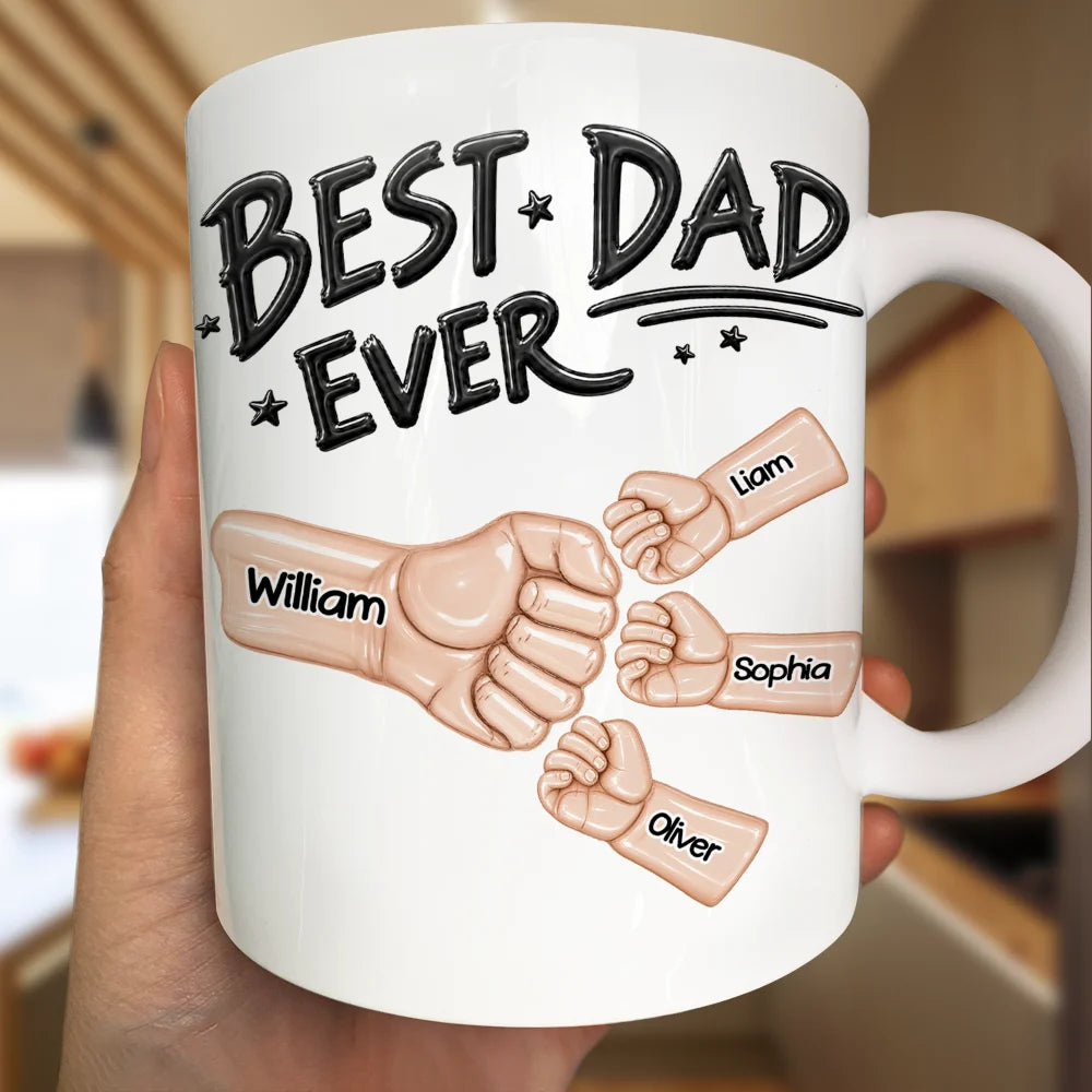 Gift For Father,Top Market,Gift For Grandpa,Afro Dad,Non-Eng,Icon,Confident - Ceramic Hand Punch Best Dad Ever - Personalized Mug