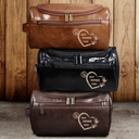 Gift For Yourself, Gift For Women, Gift For Men, Gift For Grandpa, Gift For Father, Love - Monogram Family Name - Personalized Leather Toiletry Bag