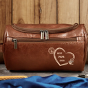 Gift For Yourself, Gift For Women, Gift For Men, Gift For Grandpa, Gift For Father, Love - Monogram Family Name - Personalized Leather Toiletry Bag
