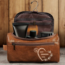Gift For Yourself, Gift For Women, Gift For Men, Gift For Grandpa, Gift For Father, Love - Monogram Family Name - Personalized Leather Toiletry Bag